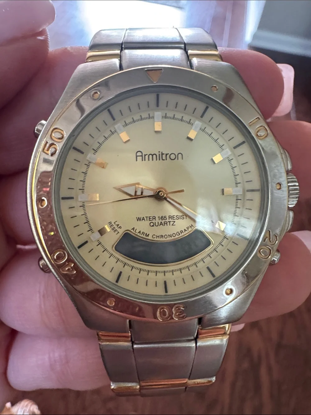 Armitron Gold Tone Two-Tone Analog-Digital Bracelet Watch